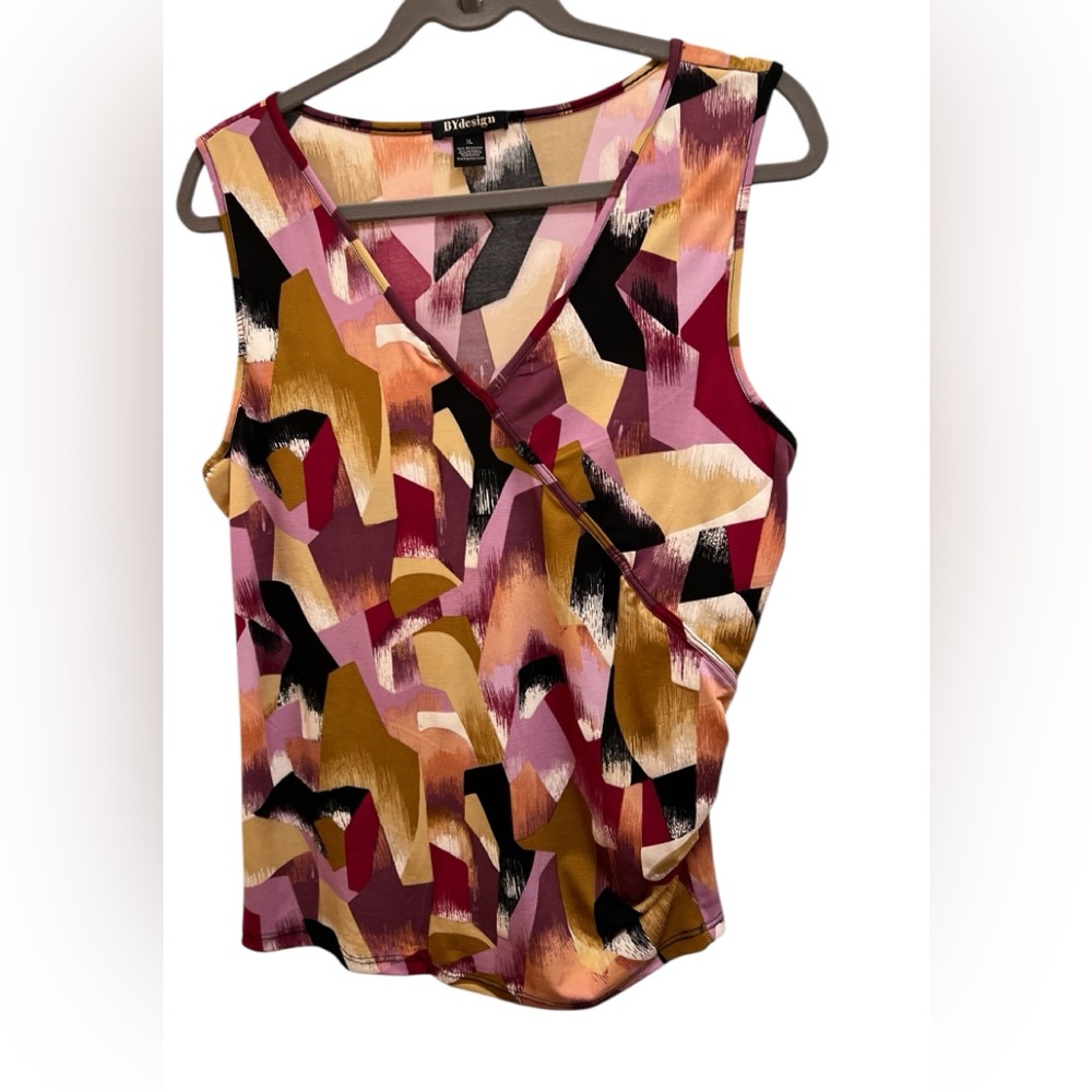 By Design Women's XL Geometric Print Asymmetrical Tank Top